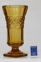Large bohemian amber glass vase + free postage!