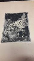 Láng rudolf etching, rooster,