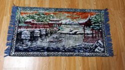 Oriental house landscape depicting tapestry, tapestry, carpet