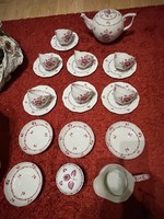 Jelzett Herendi /1944-es/rózsaszín mintás 21 db-os teás gyűjtemény eladó!Ara:90.000.-