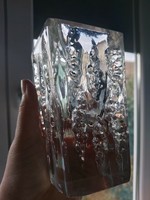 Marked ingrid glasshütte heavy glass block vase (870 g, 12 cm) from the exquisit series to 3076