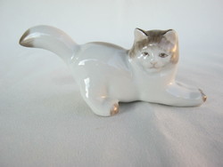 Retro ... Zsolnay porcelain figurine nipp kitten cat