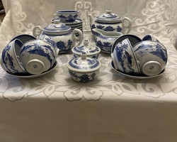 Kék-fehér kínai porcelán teáskészlet