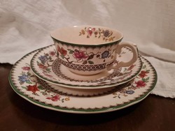 Antique faience Copeland Spode breakfast set/tea cup set with rose decor