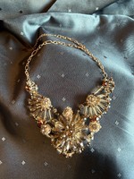 Swarovski crystal handmade necklace with beautiful rosegold smoke colored crystal