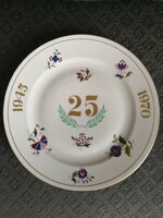 Rare social real Herend plate - commemorative plate made for the 25th anniversary of our 'liberation', 1970.