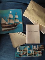 Vintage Igra Golden Hind fa hajómakett