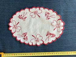 Hand-embroidered small oval tablecloth