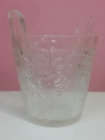 Retro grape-patterned glass ice bucket, ice cube holder