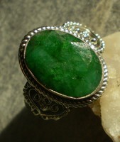 925 Silver ring with emerald gemstone 19/59.67 mm