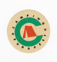 Camping Budapest - az 1960-as évekből származó bőrönd címke