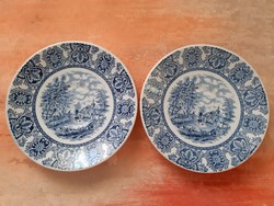 English blue-white plate, ironstone, (2 pieces)