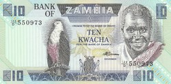 Zambia 10 kwacha, 1986, unc banknote