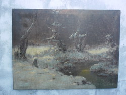 Full landscape, marked, oil on canvas work by Neogrády Antal (1861-1942). Esterházy prize-winning artist.