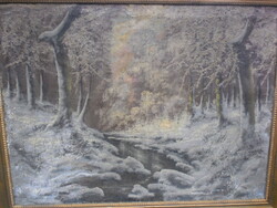 Winter landscape, oil on canvas, restored work by László Neogrády (1896-1962). In a flawless frame.