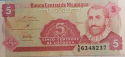 Nicaragua 5 centavos, 1991, unc banknote