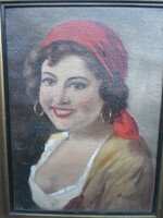 Jenő Szigeti (1881-1944) female portrait, oil on canvas, marked, framed. Student of Simon Hollósy