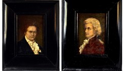 XIX. No. ii. Half of the city: a pair of portraits of Mozart and Beethoven