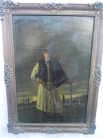 Portrait of István Nagy Juhász. Oil on wood, in a frame.