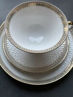 Winterling Bavarian röslau cup trio, tea breakfast set, thickly gilded relief pattern