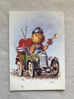 Régi postatiszta képeslap, rajzos levelezőlap  -  Hangya János rajz
