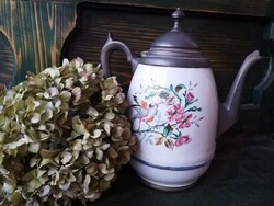 Antique enameled pewter jug