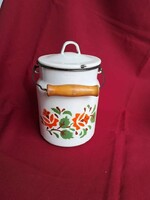 Rare floral 3 liter enamel milk jug, jug, piece of nostalgia