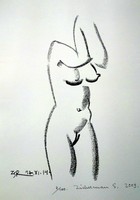 Sándor Zicherman: female nude torso - numbered, signed lithograph