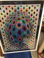 Vasarely jelzéssel  szitanyomat, 60 x 45 cm-es nagyságú ritkaság.