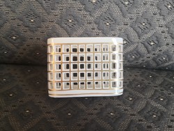 Herend cigarettes, cigarette holder / offering, porcelain with square openwork, painted with gold