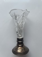 Tündéri kristály Ibolya váza ezüst talppal
