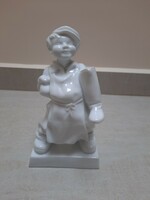 Fehér Herendi porcelán Csizmadia, cipész  inas, Csizmás fiú figura