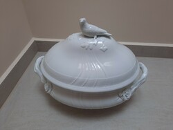 12 Personal white Herend porcelain soup bowl with bird catch
