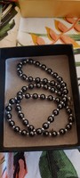 New hematite mineral semi-precious stone jewelry set. Necklace plus bracelet in one.