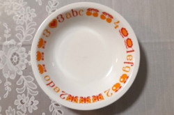 Retro plain children's soup plate with ABC pattern