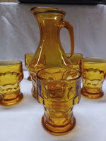 Amber jug with 5 glasses