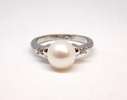 Beaded white gold ring (zal-au105807)