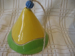 Craft ceramic bell green-yellow