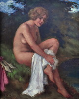 Ferenc Semjén (1885) bathing nude