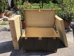 Antik utazó láda koffer bőrönd (Newark steamer trunk)