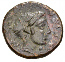 Ancient Greek bronze coin of Thessaly phalanna dichalkon i.E. 4-3 Centuries