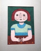 Dávid Lehel: "Kislány asztalra tett kezekkel" című festménye