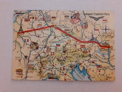 Old postcard 1964 malév map postcard
