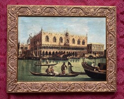 Canaletto alkotásáról készült olajfestmény tanúsítvánnyal