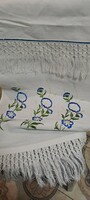Embroidered linen decorative towel