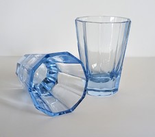 Lapra csiszolt kék poharak párban 8cm