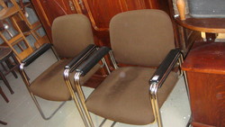 Pair of comfortable tubular frame chairs with perfect armrests. 20000/piece