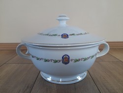 Antique Zsolnay soup bowl with coat of arms