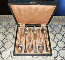 6 darab ezüst Dianás jelzésű teás kanál, angol fazon, 14 cm, dobozban