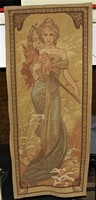 Alfonz mucha spring - tapestry woven with gobelin technique - 156 x 65 cm - signo woven in